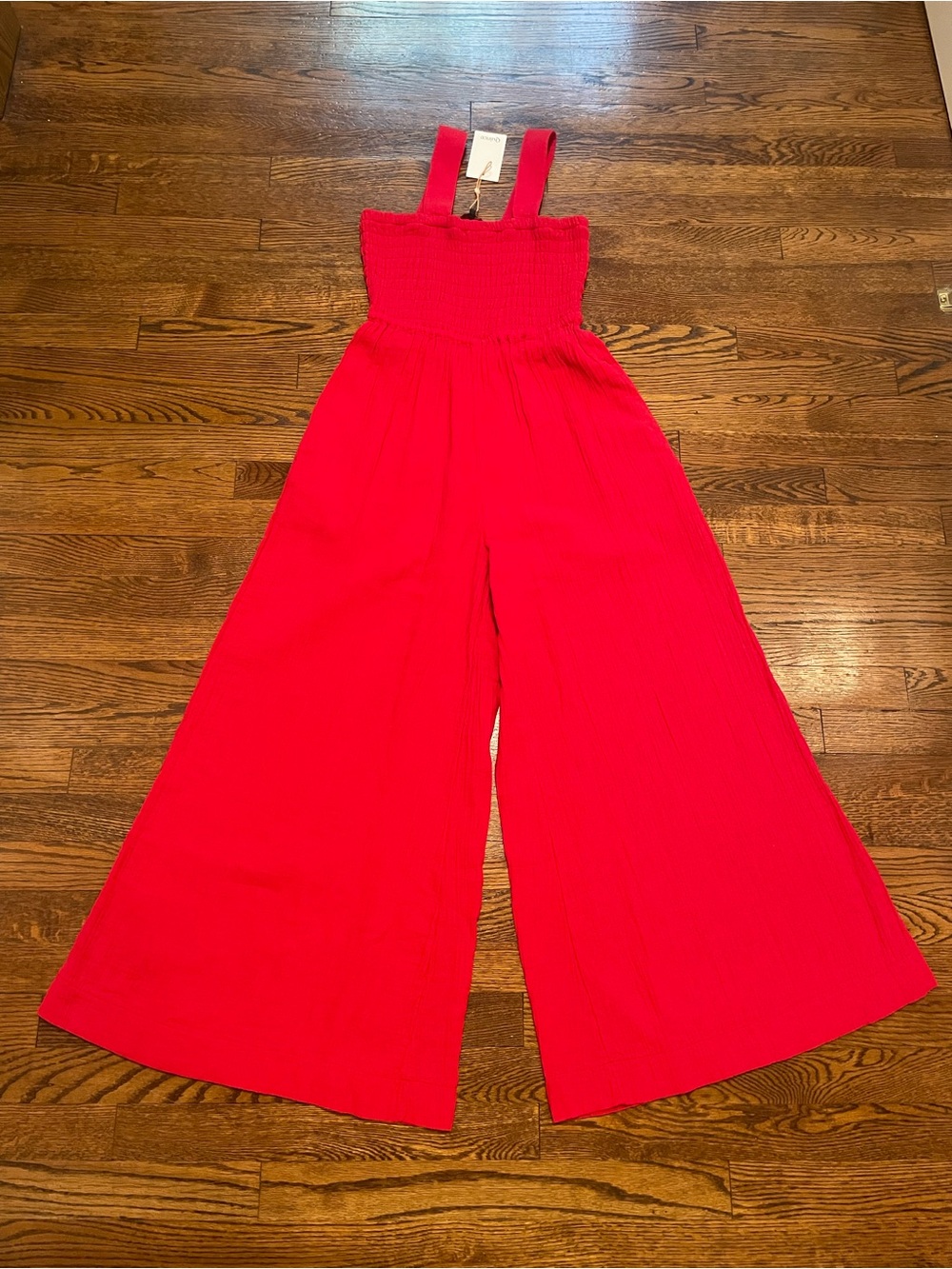 Quince 100% Organic Cotton Gauze Smocked Wide-Leg Jumpsuit